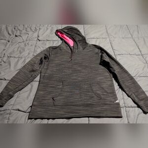 BCG Unisex Pullover Black Heather Hoodie with Pink accented stitching size Large